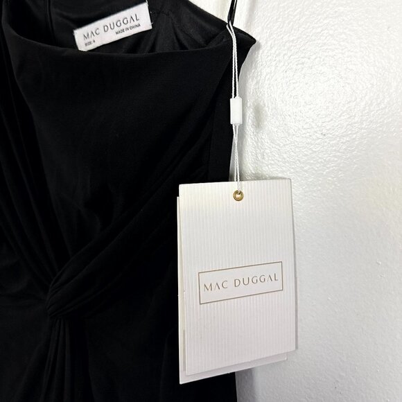 MAC DUGGAL One-Shoulder Jersey Midi Dress in Black Size US 4 NWT - Picture 5 of 10